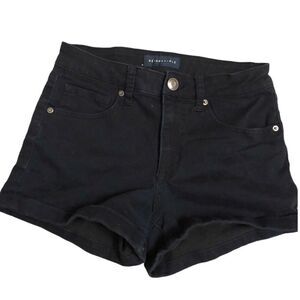 Aeropostale black goth Denim Cuffed Shortie Shorts Hi rise stretch 4